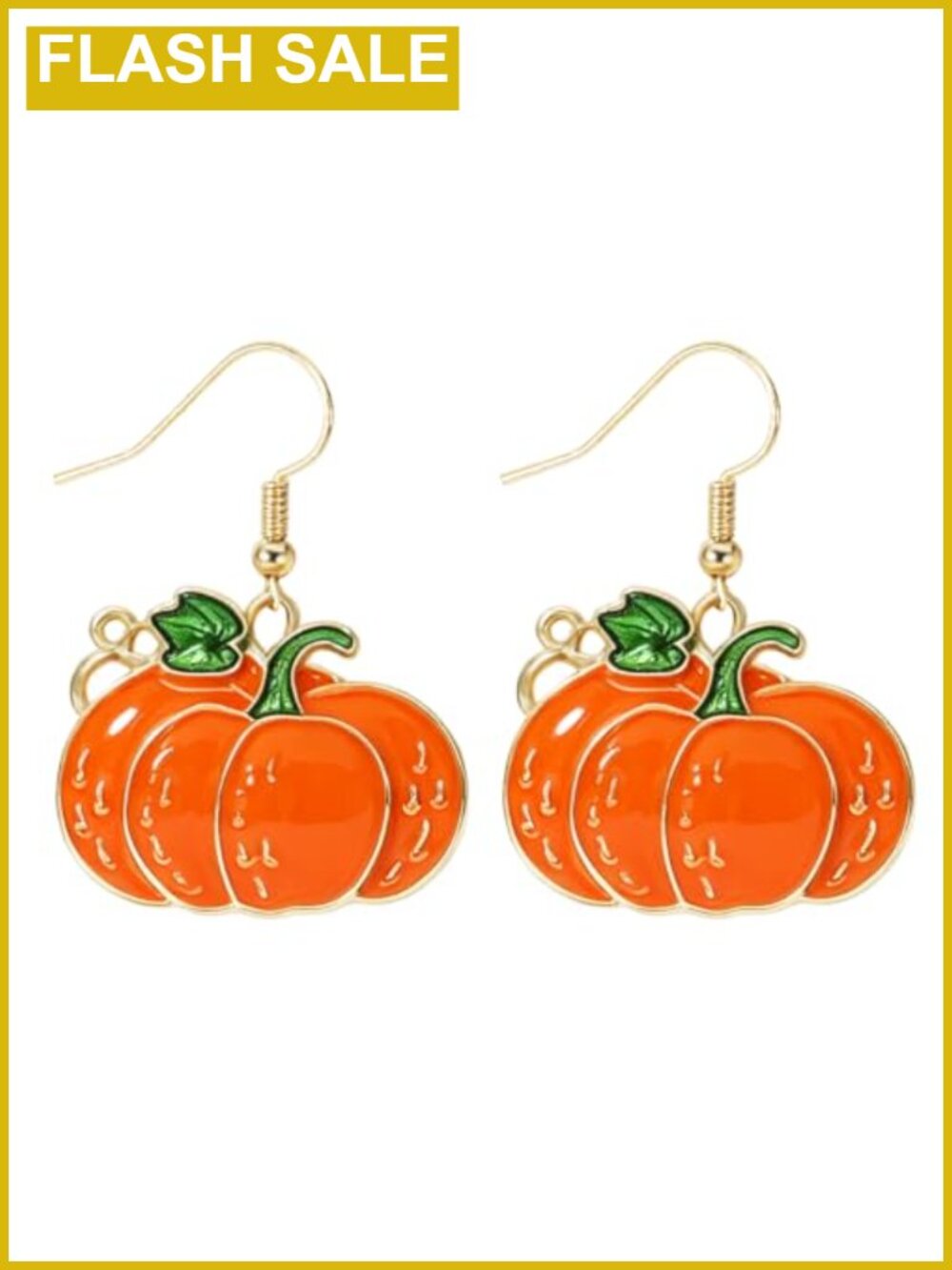 Pumpkin Dangle Earrings Gold Alloy Enamel Fall Halloween Jewelry